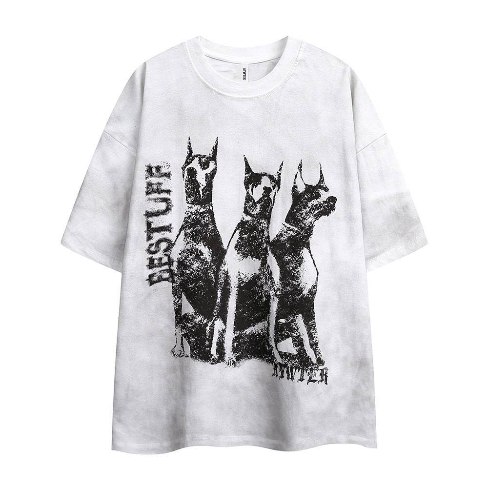 Doberman Pinscher Distressed T-shirt For Women White MuddyStock
