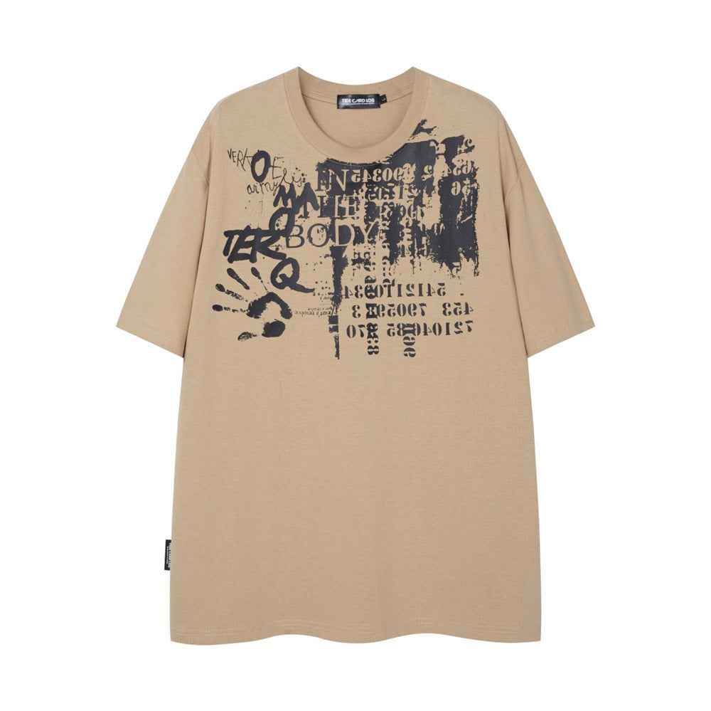 Palm Print Abstract Printing Short Sleeve T-shirt For Men MuddyStock