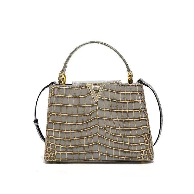 Crocodile Print Shoulder Handbags for Women | MuddyStock Originals T-101 Grey