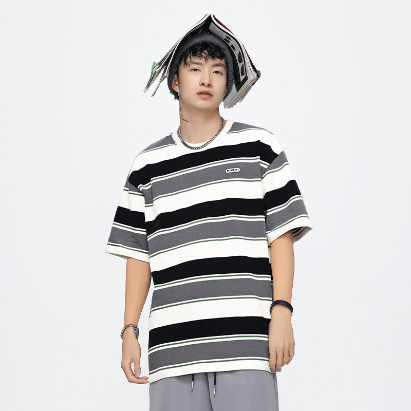 Striped loose short sleeved T-shirt For Men And Women | MuddyStock Originals MuddyStock