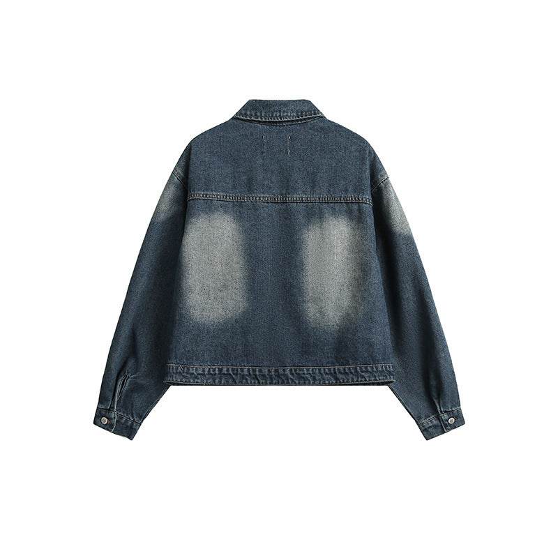Polo Collar Japanese-style Retro Washed Denim Jacket For Men And Women MuddyStock