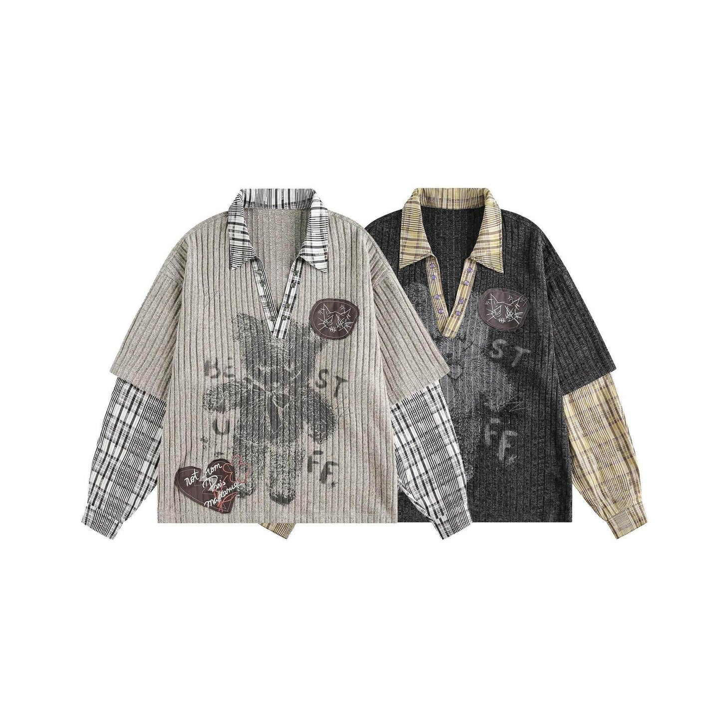 Two fake knitted sweaters with teddy bear pattern for women | MuddyStock Originals