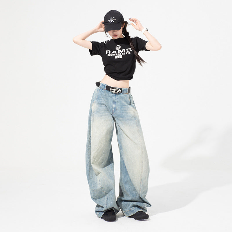 Retro Loose Denim Pants For Women | MuddyStock Originals Blue Extended MuddyStock