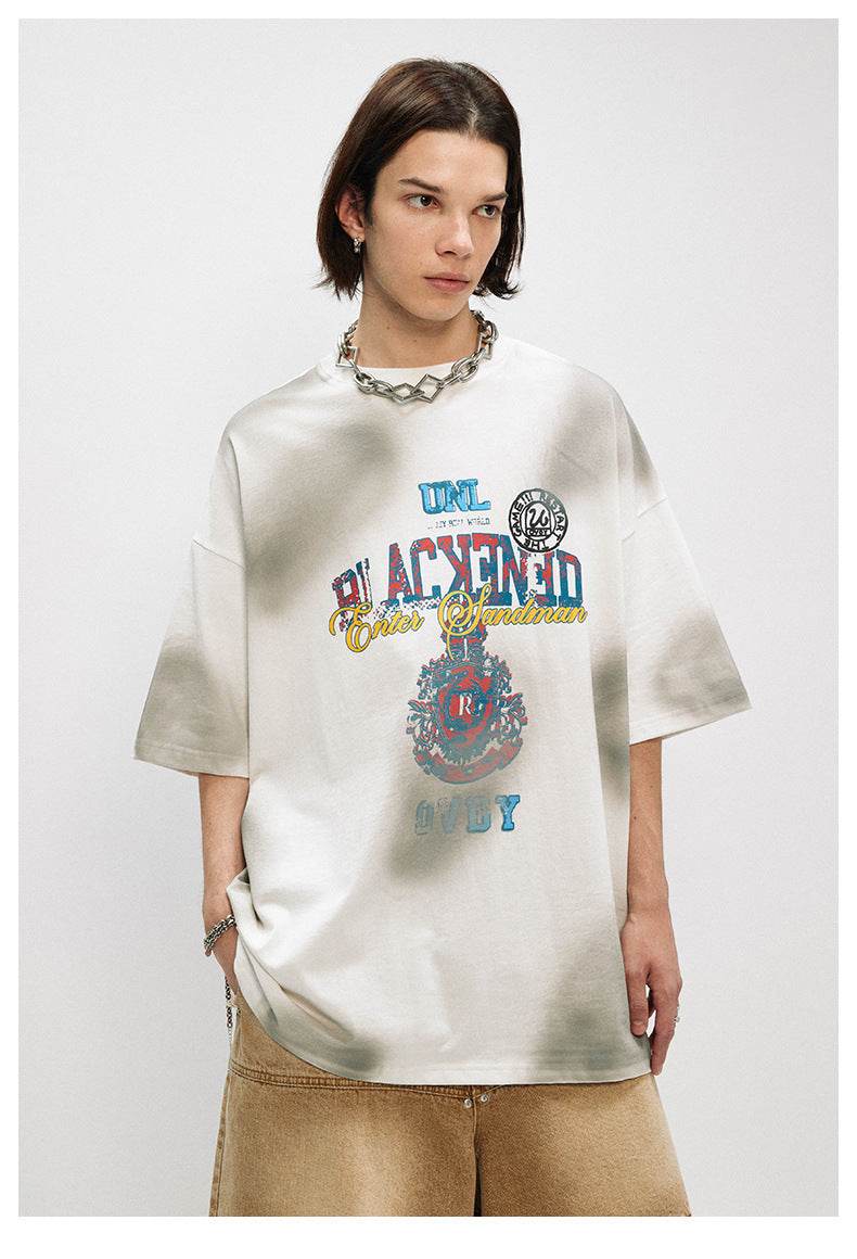 Retro Distressed Design Printed Short Sleeve For Men And Women MuddyStock