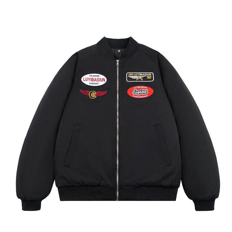 Padded Embroidery Jacket Men And Women | MuddyStock Originals Black Cotton Style