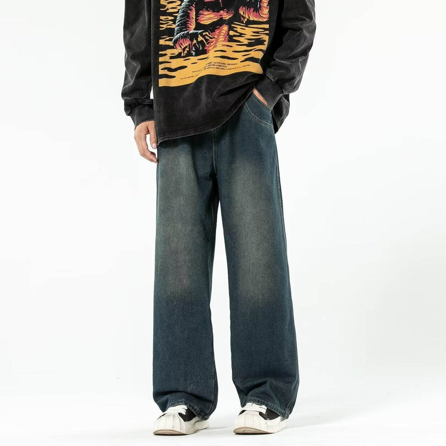 Vintage Blue Washed Men's Loose Jeans Vintage Blue MuddyStock