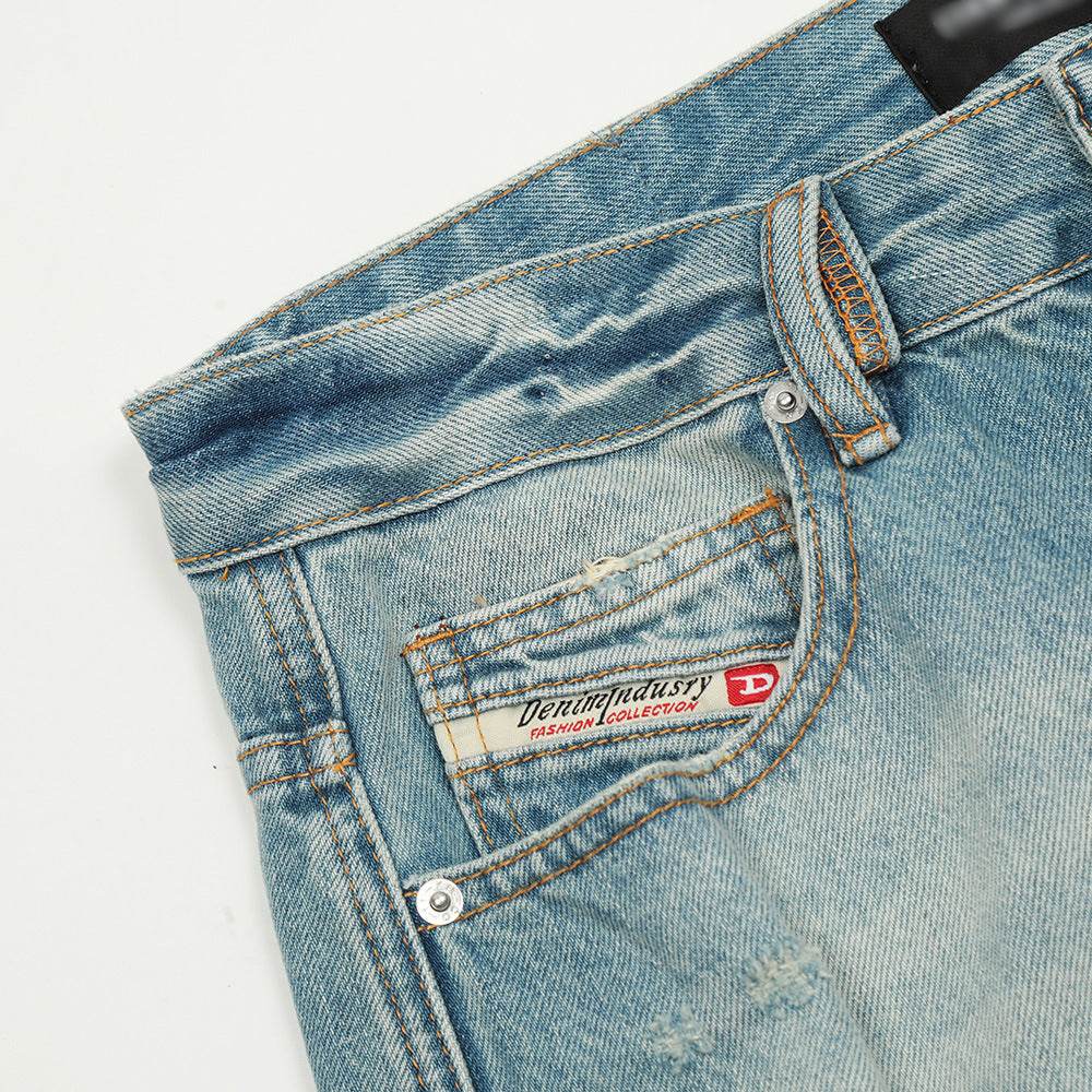 Fashion Holes Straight Jeans For Men MuddyStock