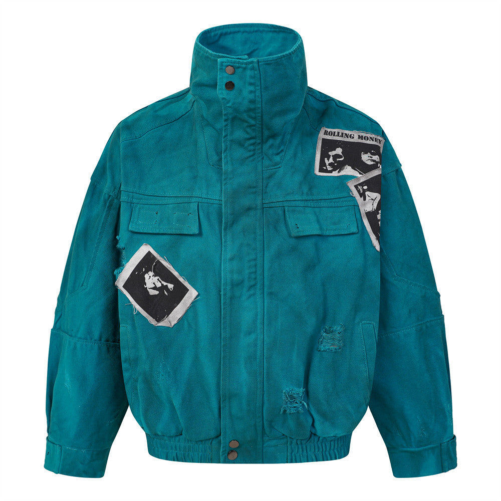 Make old tie dye canvas high neck jacket for men | MuddyStock Originals