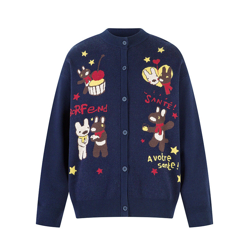 Loose Casual Knit Sweater For Women | MuddyStock Originals Navy Blue eprolo