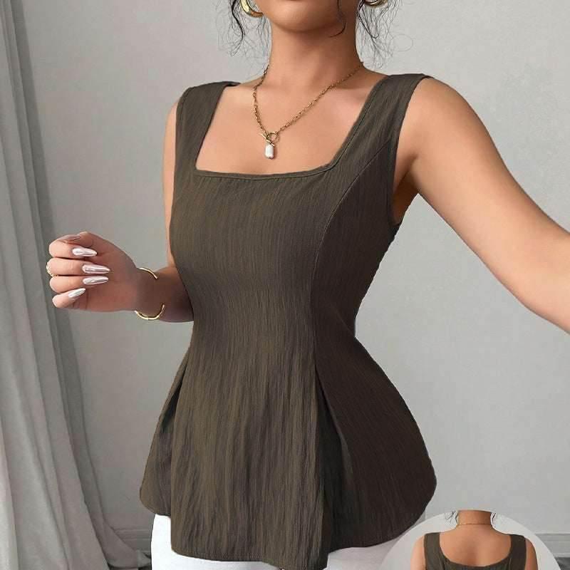 Sleeveless camisole drawstring top slim fit pullover for women | MuddyStock Originals Gray