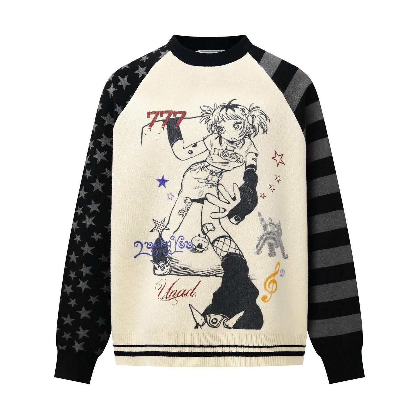 Vintage anime style sweater for women | MuddyStock Originals Black