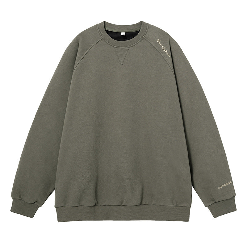 Round neck hoodie men's American letter embroidered | MuddyStock Originals Gray Green MuddyStock