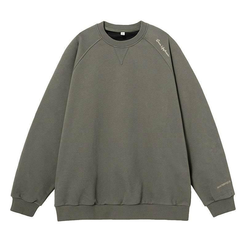 Round neck hoodie men's American letter embroidered | MuddyStock Originals Gray Green