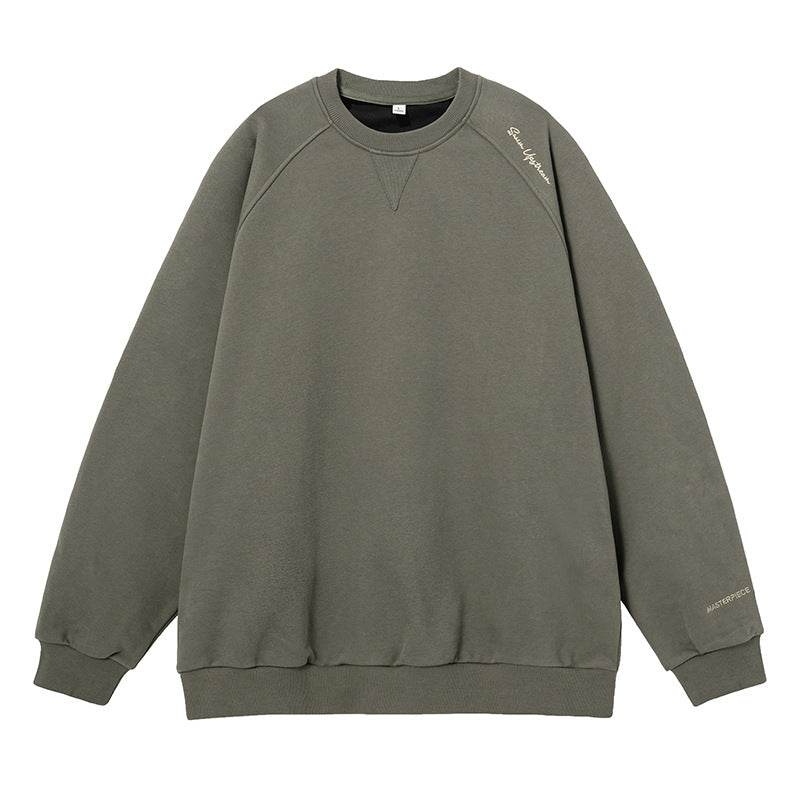 Round neck hoodie men's American letter embroidered | MuddyStock Originals Gray Green MuddyStock