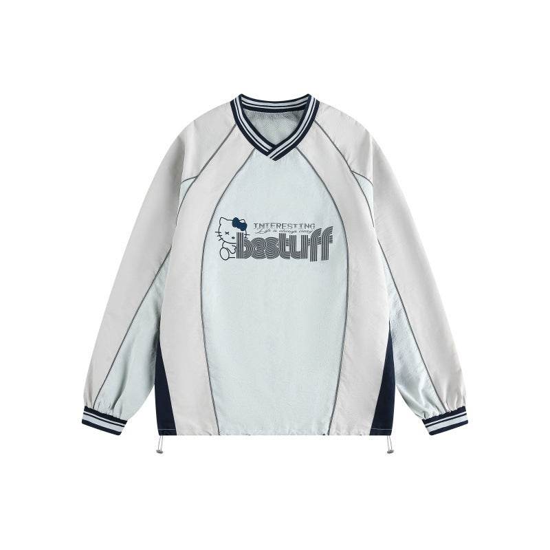 V-Neck Sports Long Sleeve Sweatshirt For Men And Women | MuddyStock Originals Mint Blue MuddyStock