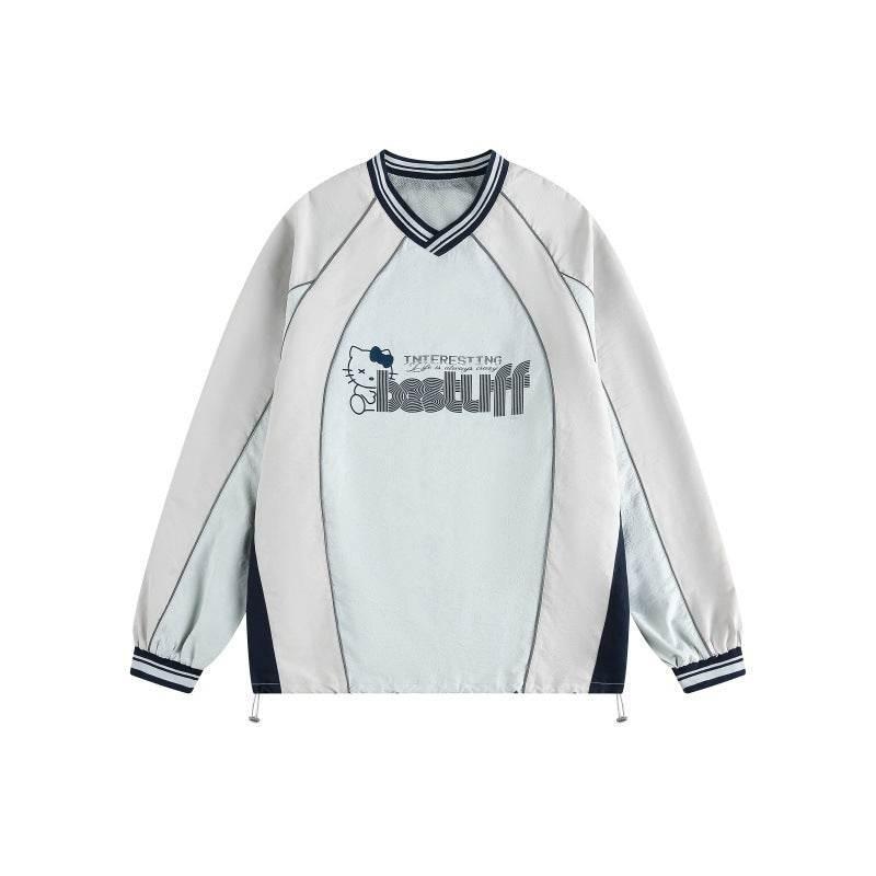 V-Neck Sports Long Sleeve Sweatshirt For Men And Women | MuddyStock Originals Mint Blue