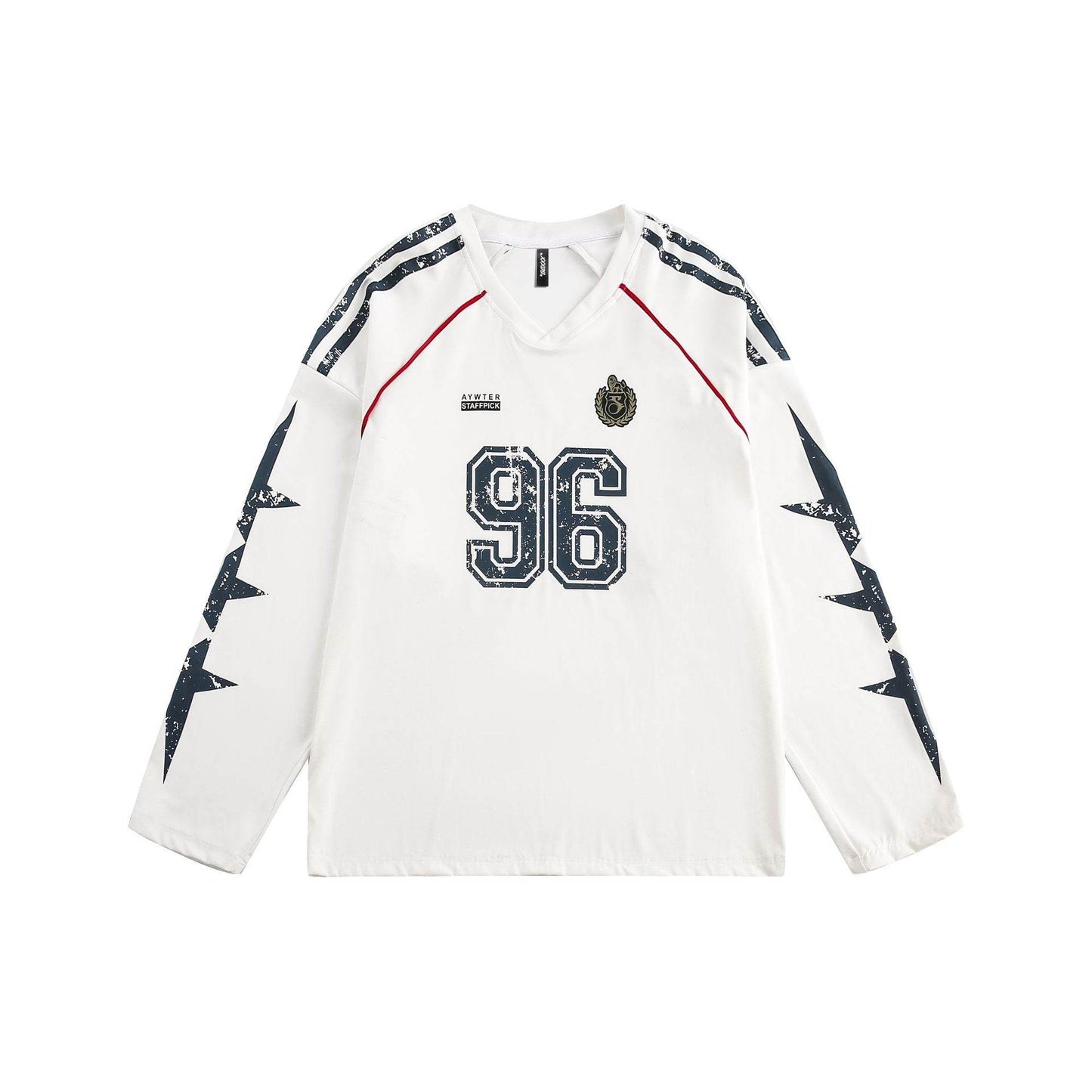 V-neck retro printed sweatshirt For Men And Women | MuddyStock Originals White MuddyStock