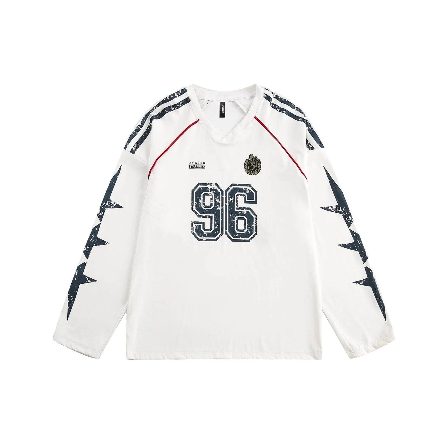 V-neck retro printed sweatshirt For Men And Women | MuddyStock Originals White