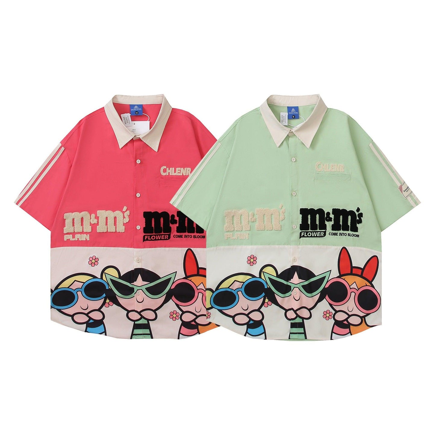 Cartoon Printed Color blocked Short Sleeve Shirt For Women | MuddyStock Originals