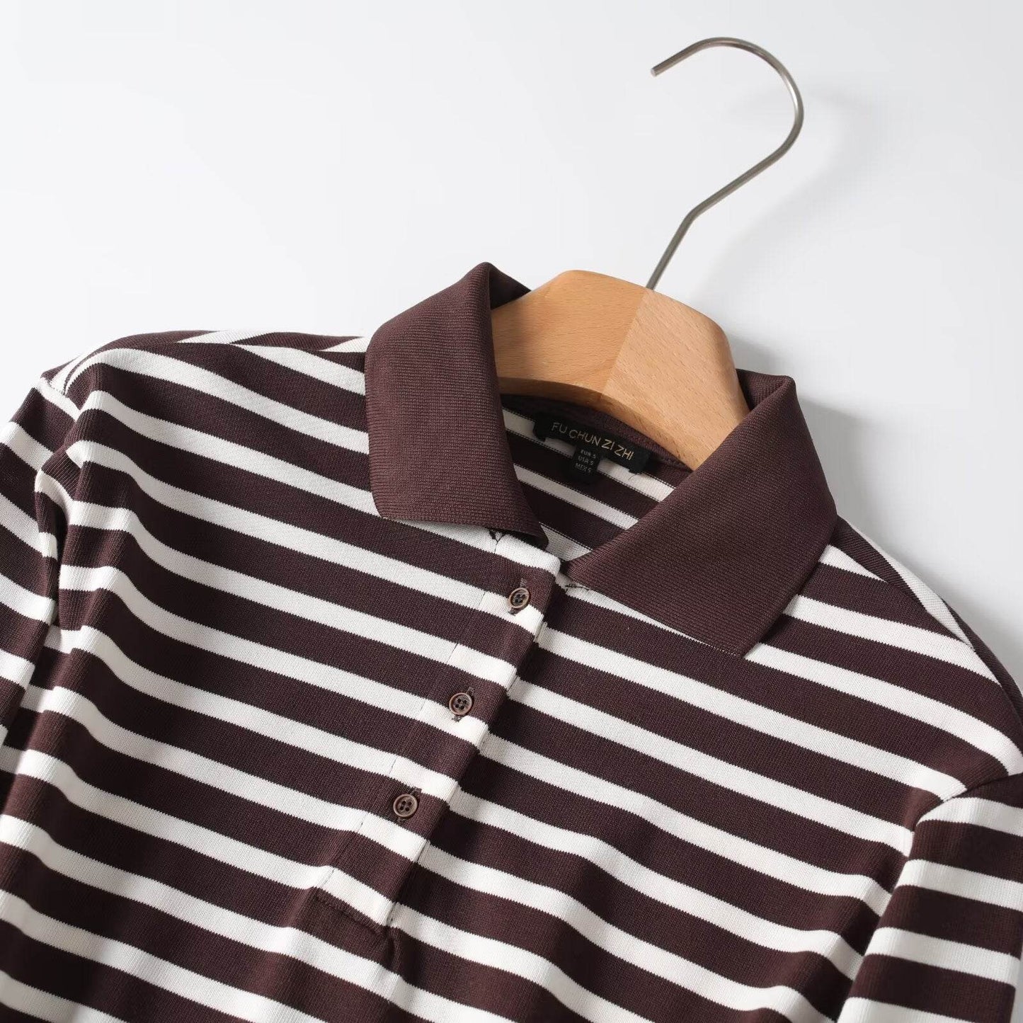 Casual versatile lapel striped pullover top for women | MuddyStock Originals MuddyStock
