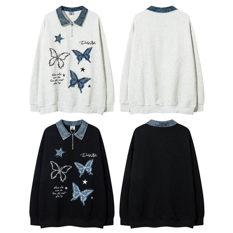 Aesthetic Butterfly Applique Sweatshirt For Women | MuddyStock Originals