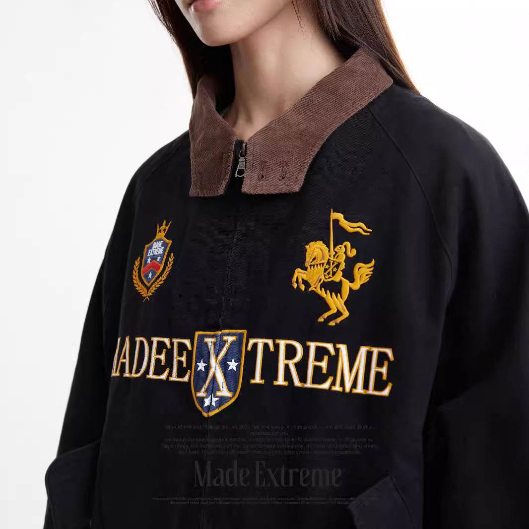 Vintage Street Style Detroit Embroidered Jacket for Women MuddyStock