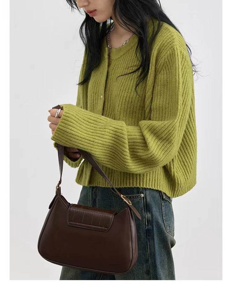 Autumn And Winter Simple Round Neck Knitted Cardigan MuddyStock