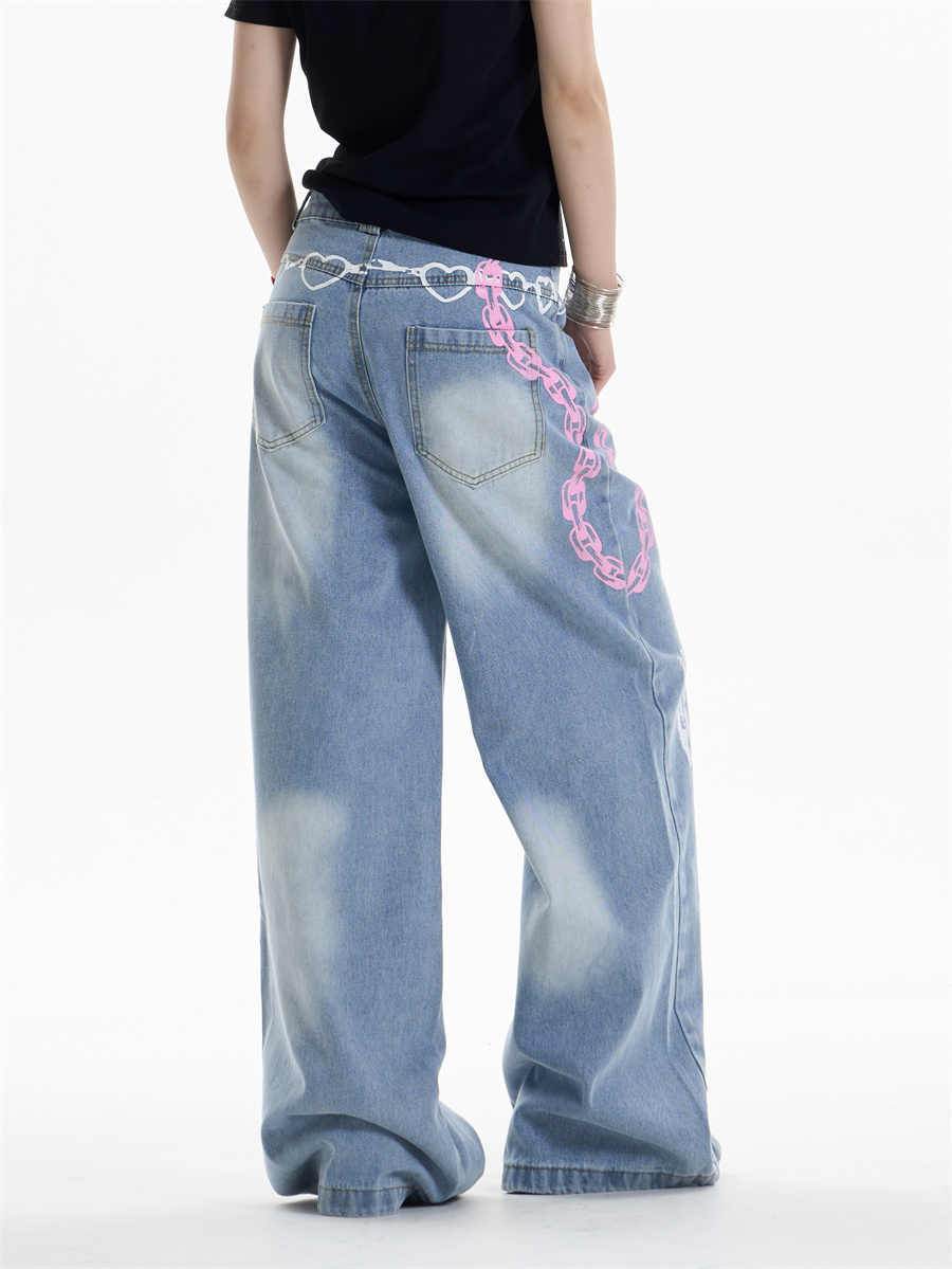 Waist Chain Printed Jeans For Women MuddyStock