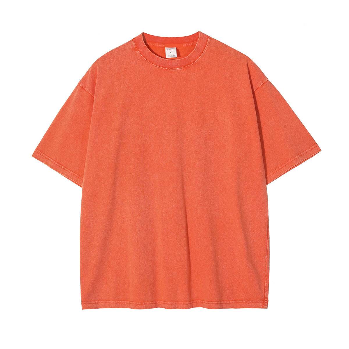 New Crew Neck Cotton Batik Short Sleeve Basic T-Shirt Orange MuddyStock