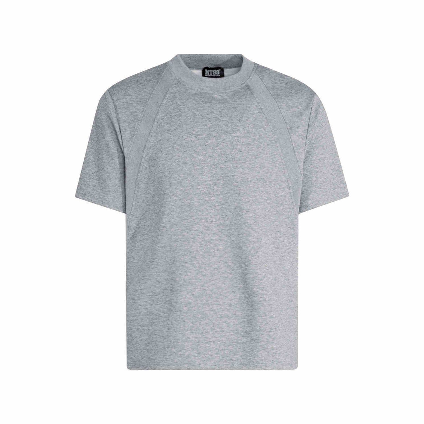 Shoulder Short-sleeved T-shirt Solid Color Small Neckline Stretch Top Gray MuddyStock