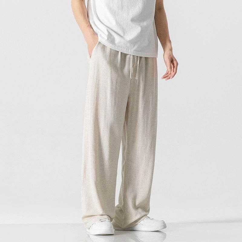 Linen Pants Men's Summer Loose Straight Casual Trousers MuddyStock