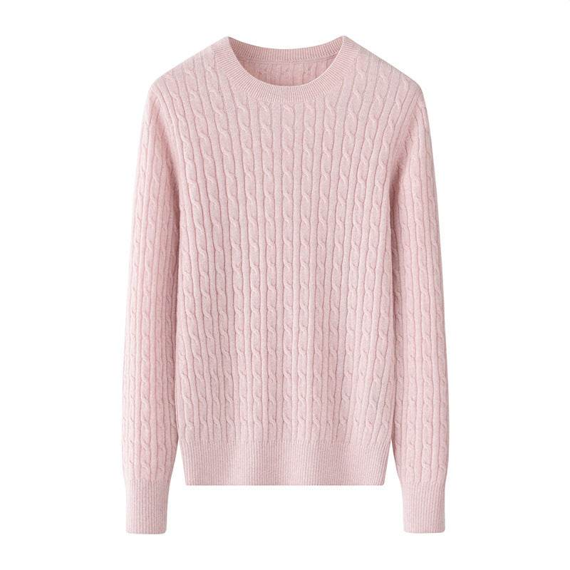 Round Neck Sweater Women's Pure Cashmere Sweater Pink MuddyStock