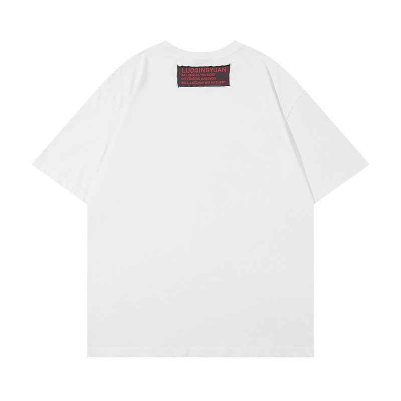 Letter Affixed Cloth Embroidered Printed Short Sleeve Men MuddyStock
