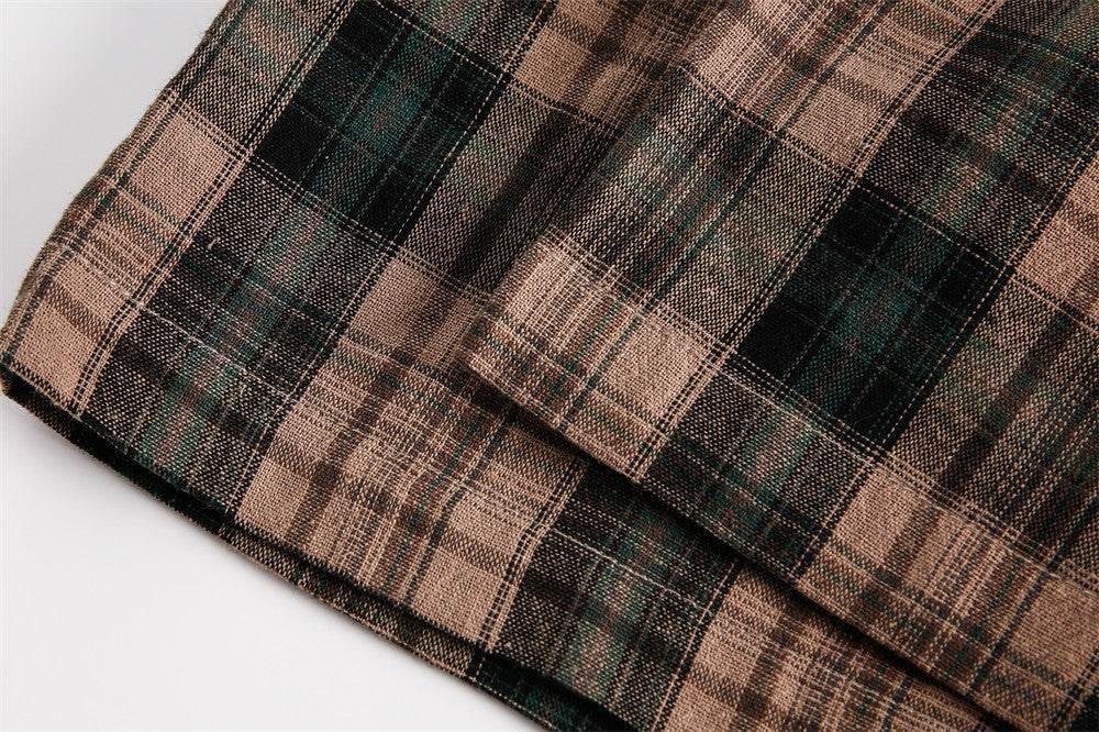 Color Matching Short Sleeve Plaid Shirt For Men And Women