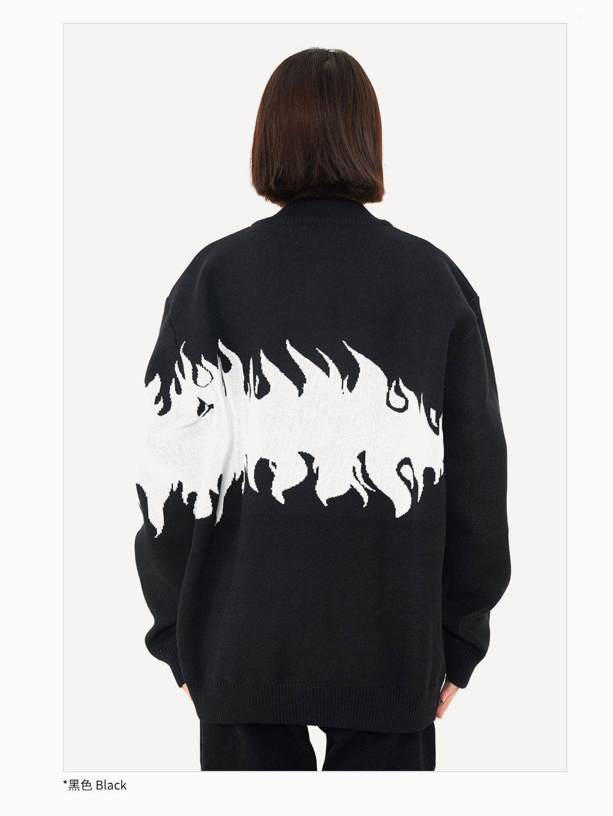 Street Retro Flame Color Matching Guochao Sweater MuddyStock