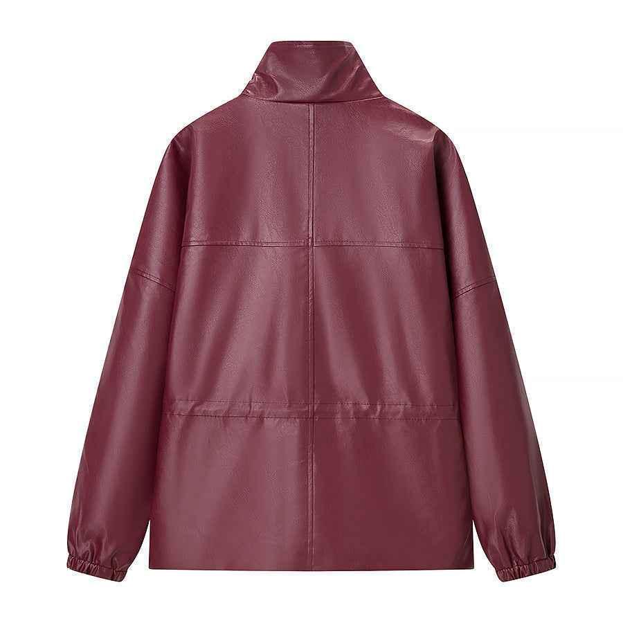 Long sleeved zipper PU short leather jacket for women | MuddyStock Originals