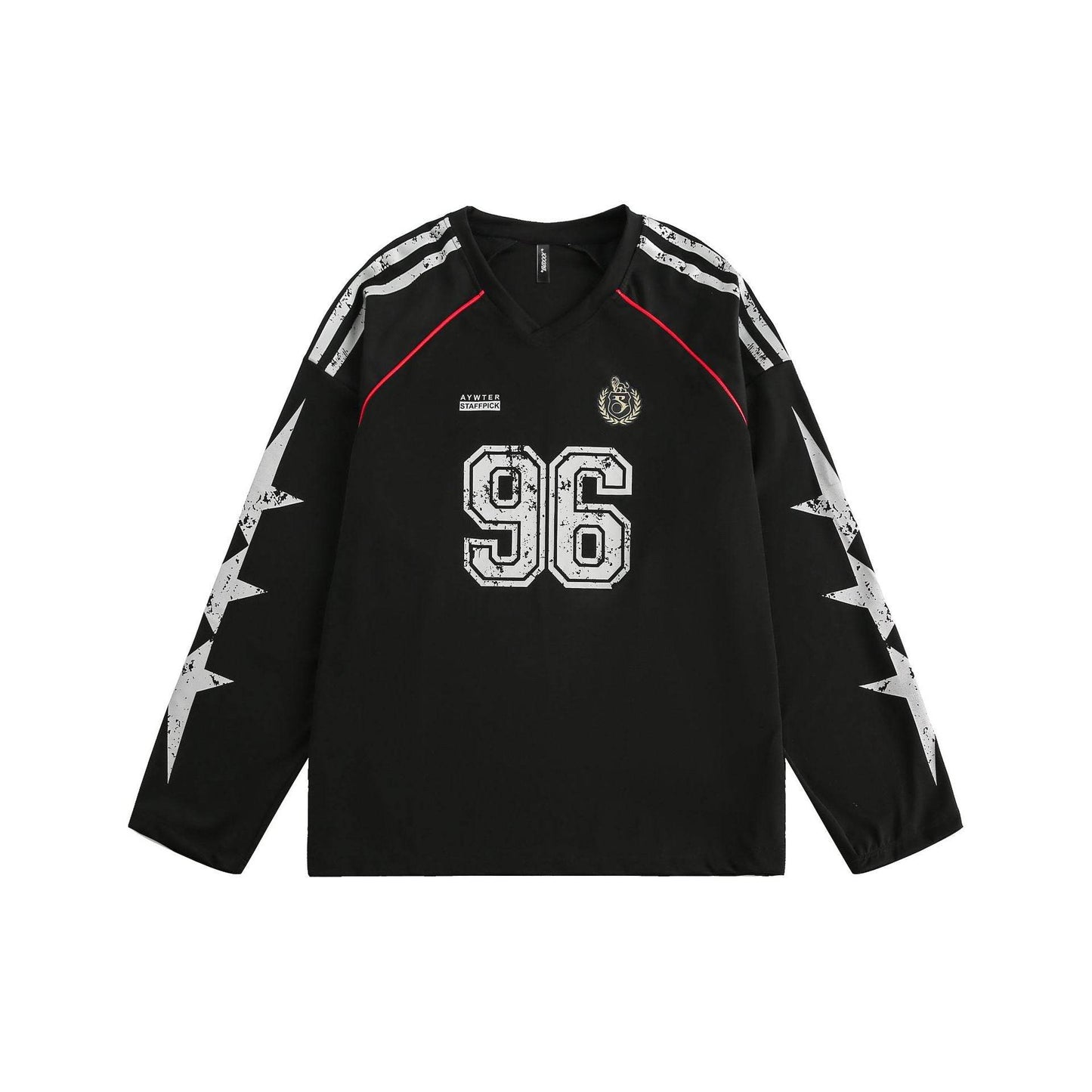 V-neck retro printed sweatshirt For Men And Women | MuddyStock Originals Black MuddyStock