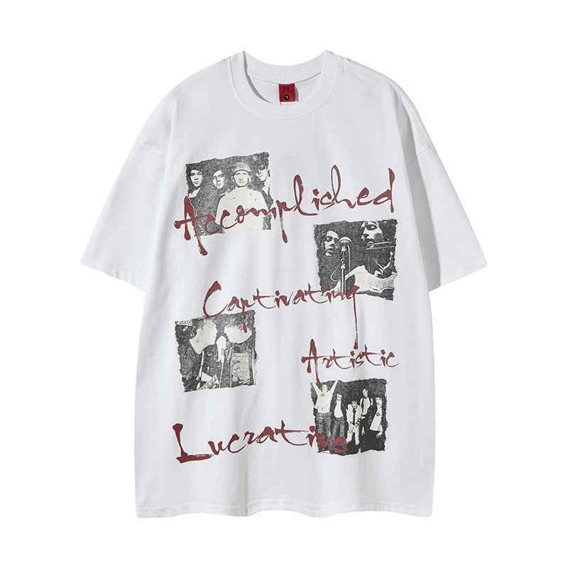 Retro Print Crew Neck Short Sleeve T-Shirt for Men and Women | MuddyStock Originals White