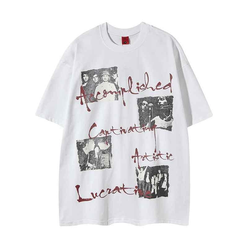 Retro Print Crew Neck Short Sleeve T-Shirt for Men and Women | MuddyStock Originals White MuddyStock