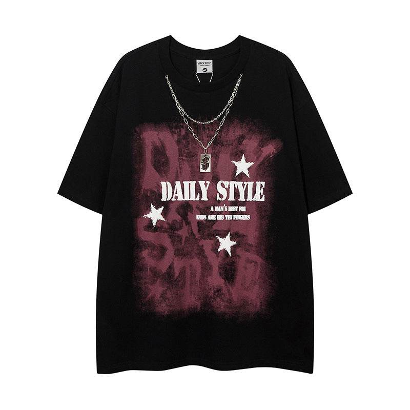 Letter printed loose men's and women's T-shirt | MuddyStock Originals Black MuddyStock