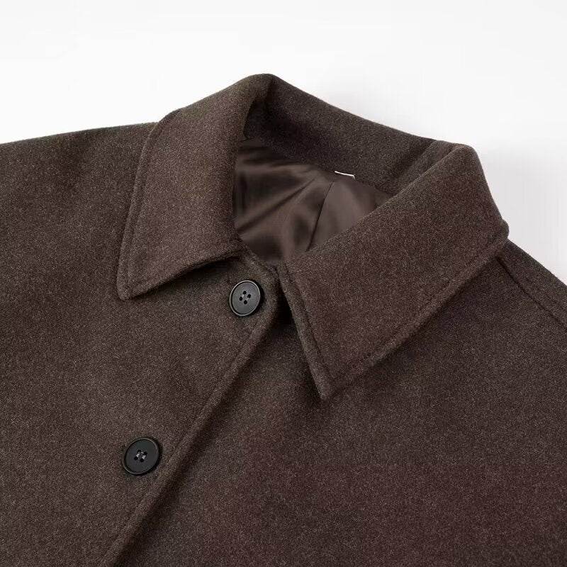 Collar long sleeved woolen coat for women | MuddyStock Originals MuddyStock