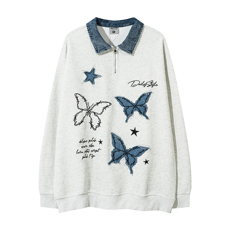 Aesthetic Butterfly Applique Hoodie For Men And Women | MuddyStock Originals White Regular MuddyStock