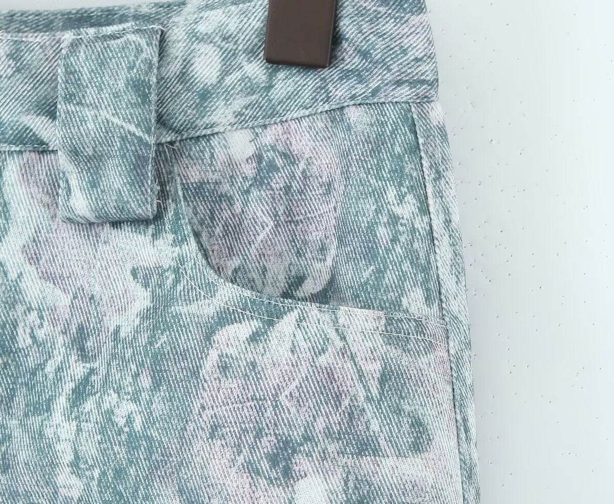 Fashionable pocket workwear low waisted pants denim printed pants For Women | MuddyStock Originals MuddyStock