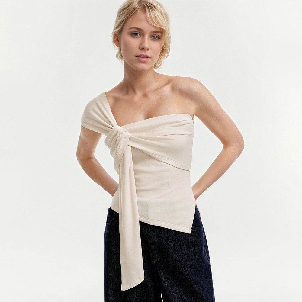 European and American women's temperament T-shirt off shoulder sleeveless top | MuddyStock Originals MuddyStock