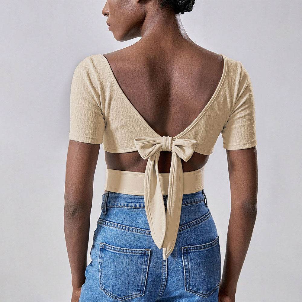 Fashionable and minimalist casual T-shirt with exposed navel design and short sleeved top | MuddyStock Originals MuddyStock
