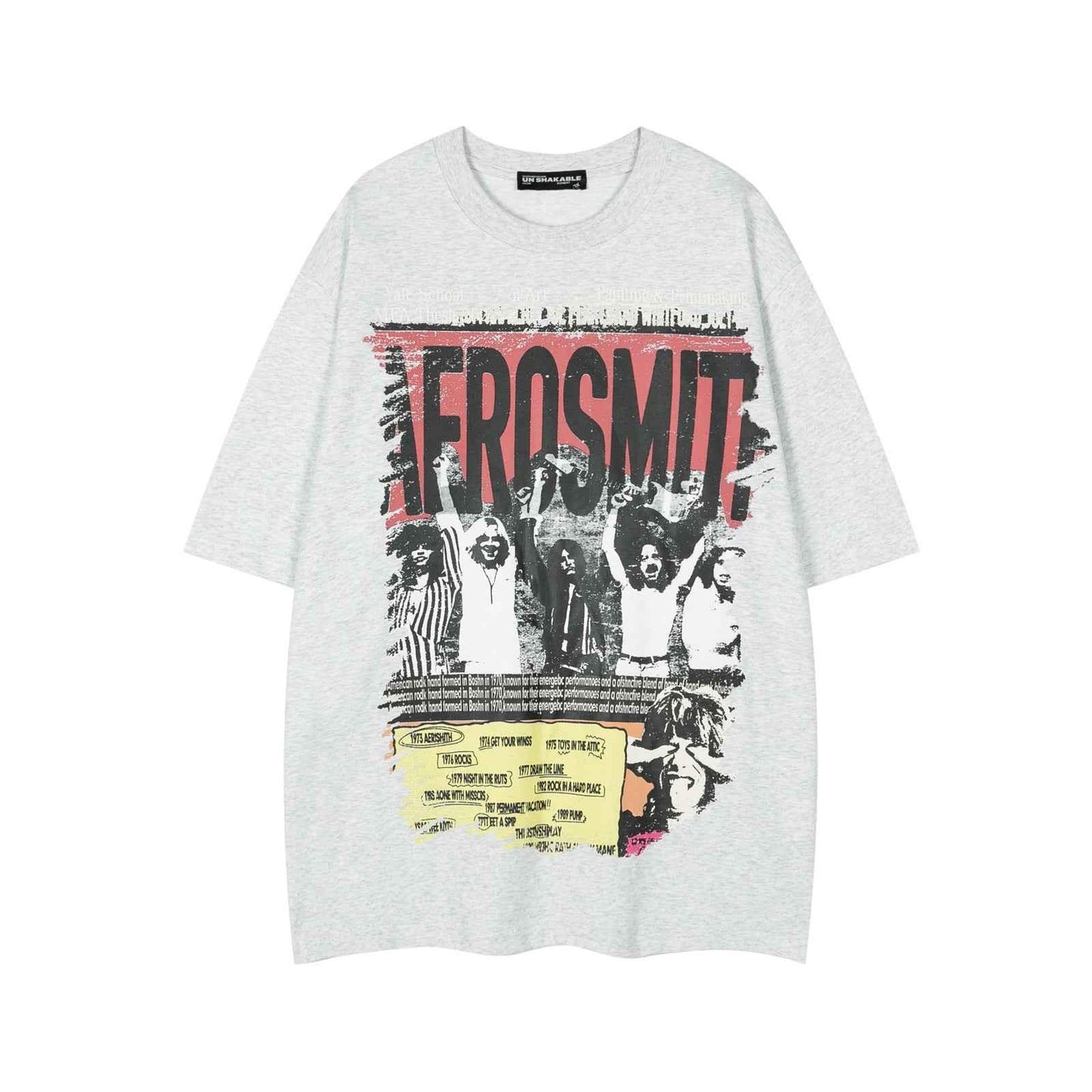 Retro Portrait Letter Print Short Sleeve T-Shirt For Men And Women | MuddyStock Originals Rice Flower Gray