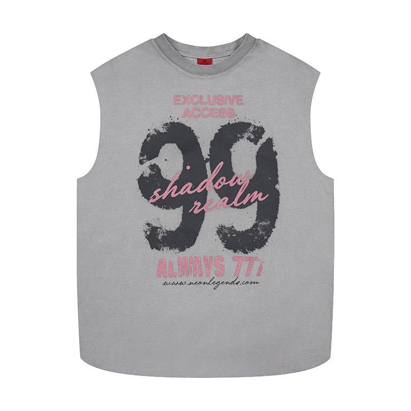 99 printed wide shoulder vest for women | MuddyStock Originals Gray