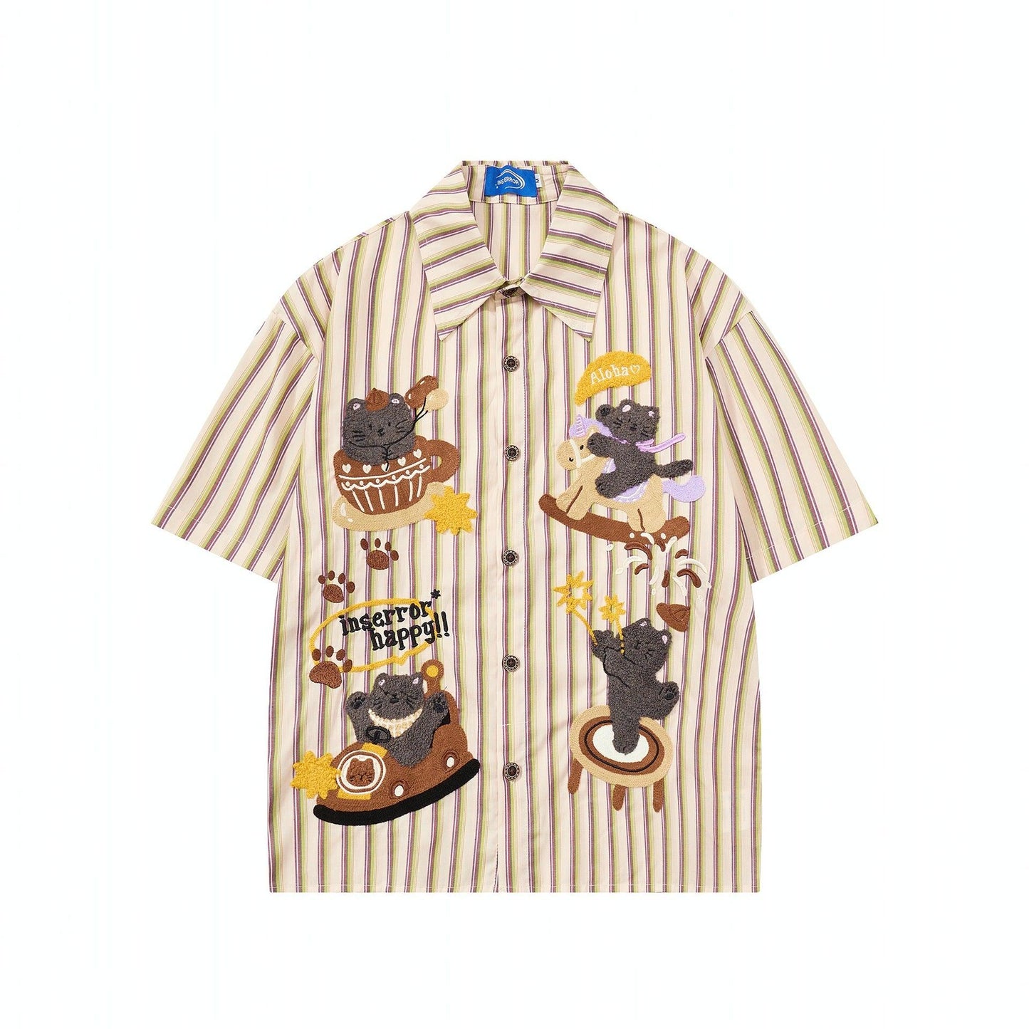 Vintage Aloha Bear Stripe Shirt For Men | MuddyStock Originals