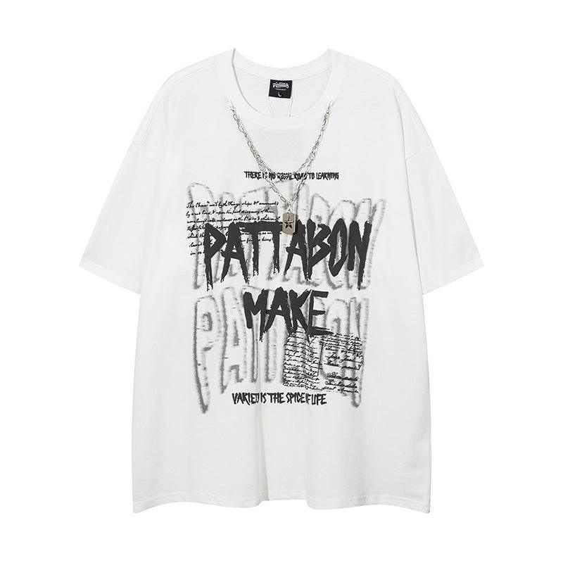Streetwear Bubble Letter Print Short Sleeve T-Shirt for Women | MuddyStock Originals White