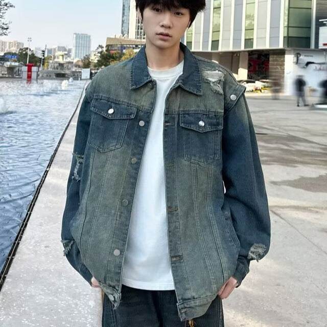 Water washed distressed denim jacket for men | MuddyStock Originals MuddyStock